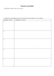 English Worksheet: Dream interpretation - Conversation activity