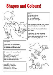 English Worksheet: Shapes and Colours
