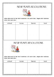 English Worksheet: Adrian Moles Resolutions for the New Year