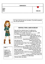 English Worksheet: DIFFERENCES AND SIMILARITIES