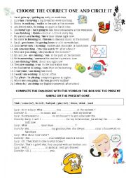 English Worksheet: Present Simple OR Present Cont. Exercises 