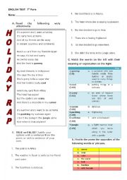 English Worksheet: English Test 7th Form