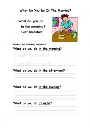 English Worksheet: What Do You Do In The Morning?