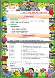 English Worksheet: LET EVERY DAY BE AN EARTH              