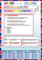English Worksheet: PAST CONTINUOUS - RULES AND EXERCISES