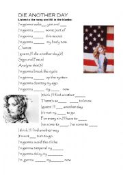 English Worksheet: Die another day     Madonna