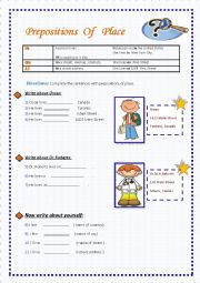 English Worksheet: PREPOSITIONS OF PLACE