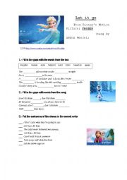 English Worksheet: LET IT GO - Song from Disneys Movie FROZEN