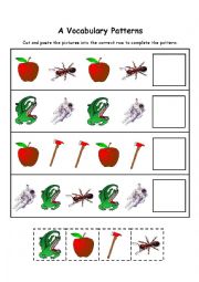 English Worksheet: Letter A Vocabulary Patterns