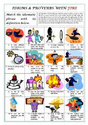 English Worksheet: IDIOMS & PROVERBS WITH 