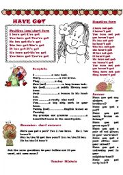 English Worksheet: To have got: grammar-guide and exercises