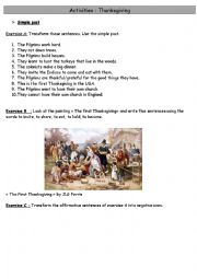 English Worksheet: Thanksgiving: revise past simple