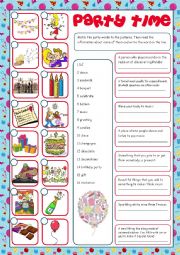 English Worksheet: Party Time (Reading & Matching)