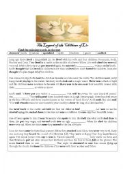 English Worksheet: THE CHILDREN OF LIR - AN IRISH LEGEND