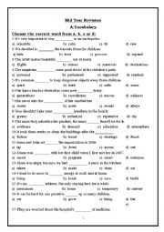 English Worksheet: Journeys B1 Mid-Year Final Revision Voc + Grammar