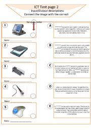 English Worksheet: ICT computer test sheet input output 2