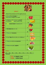 English Worksheet: Fruit