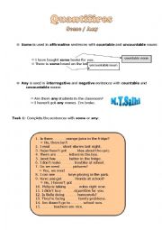 English Worksheet: Some or Any?