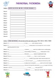 English Worksheet: Paranormal phenomena