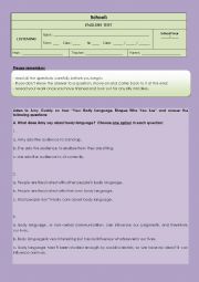 English Worksheet: LISTENING TEST ON BODY LANGUAGE