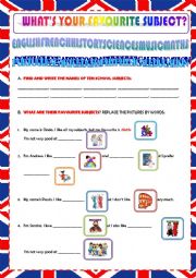 English Worksheet: WHATS YOUR FAVOURITE SUBJECT?
