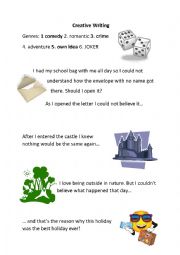 English Worksheet: Creative Writing dice activity