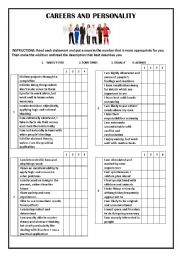 English Worksheet: Careers and personality Quiz