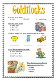 English Worksheet: Goldilocks activities 