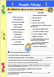 English Worksheet: Number Idioms