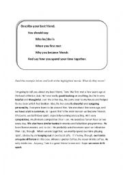 English Worksheet: Part 2 speaking IELTS  - describing a best friend