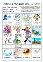 English Worksheet: IDIOMS & PROVERBS WITH the WIND (plus key)