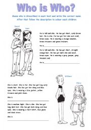 English Worksheet: Who is who?