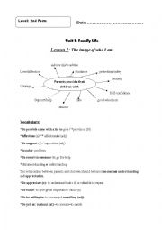 English Worksheet: Unit one:Family Life 