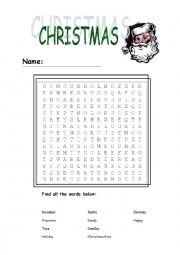 English Worksheet: Christmas Word Search