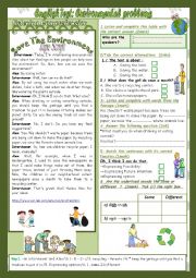 English Worksheet: Environmental Problems(Mid Term2 Test 9th form) 2parts: Listening + Language+Key+Link