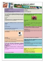 English Worksheet: Quiz: are you an internet addict?