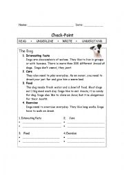 English Worksheet: Reading : The dog - Information Text