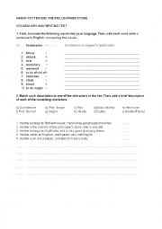 English Worksheet: Harry Potter and the Philosophers Stone worksheet/test