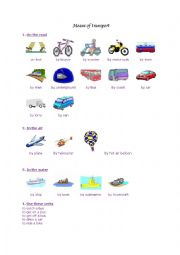 English Worksheet: Means of transport