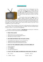 Comprehension quiz about TV  for Bac students