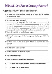 English Worksheet: The atmosphere