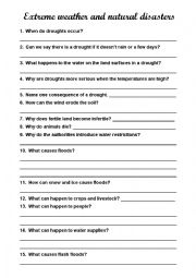 English Worksheet: Extreme weather and natural disasters
