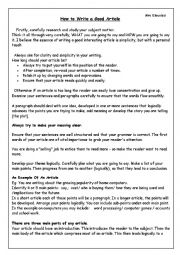 English Worksheet: Writing an article