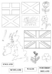 English Worksheet: UNITED KINGDOM: b&w worksheet for cut and paste activity