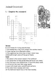 English Worksheet: Tropical Rainforest animals