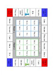 English Worksheet: 2 player bingo - To be