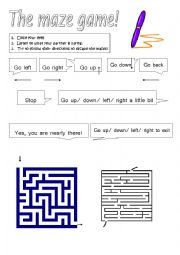English Worksheet: Maze game