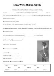 English Worksheet: Snow White and the Huntsman  Thriller Activity