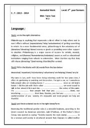 English Worksheet: remedial work for 3rd form pupils (mid - term test 2)