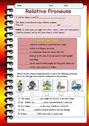 English Worksheet: Guide on Relative Pronouns